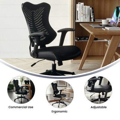 Flash Furniture Kale Ergonomic Mesh Swivel High Back Executive Office Chair, Black (BLZP806BK)