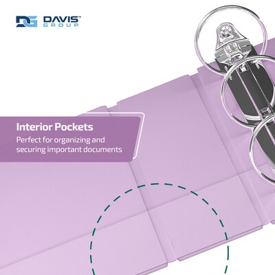 Davis Group, 1.5", 8.5" x 11", Round Ring View Binder, Pastel Color, Lavender, 6/Pack (7412-13-06)