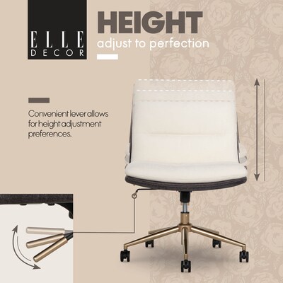 Elle Decor Ariana Armless Ergonomic Fabric Swivel Computer and Desk Chair, Cream (60121-CRM)