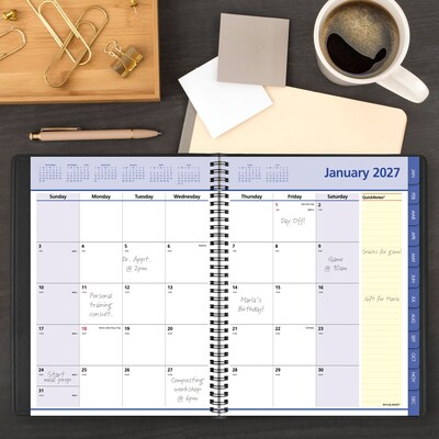 2027 AT-A-GLANCE QuickNotes 8.25" x 11" Monthly Planner, Faux Leather Cover, Black (76-06-05-27)