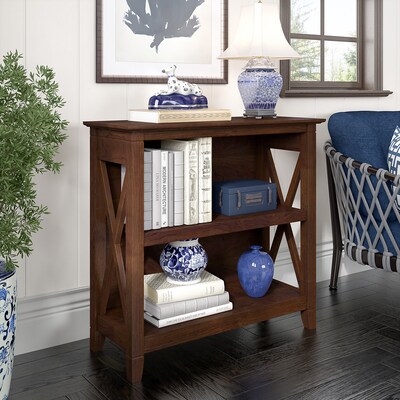 Bush Furniture Key West 30"H 2-Shelf Bookcase with Adjustable Shelf, Bing Cherry (KWB124BC-03)