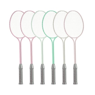 Champion Sports Tempered Steel Twin Shaft Badminton Racket Set, Assorted Colors, Set of 6 (CHSBR30SE