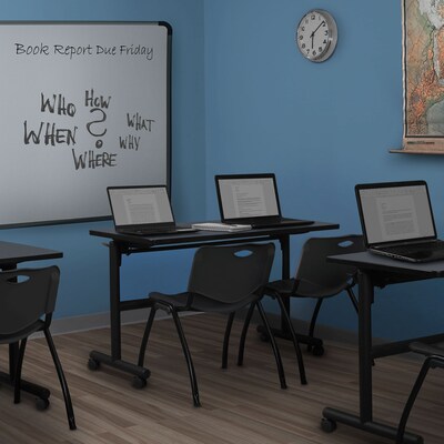 Regency Kobe 48 Flip Top Mobile Training Table- Grey & 2 M Stack Chairs- Black