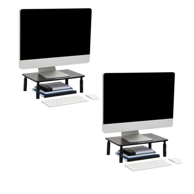 Mind Reader Adjustable Monitor Stand and Ventilated Laptop Riser, Black, 2/Pack (4LEGM2PK-BLK)