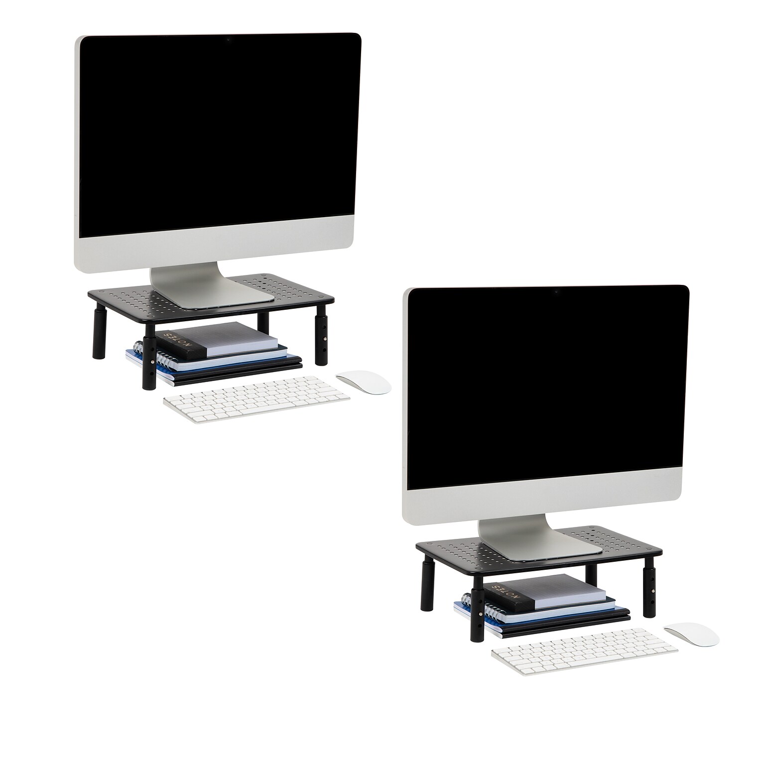 Mind Reader Adjustable Monitor Stand and Ventilated Laptop Riser, Black, 2/Pack (4LEGM2PK-BLK)