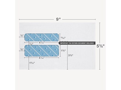 Adams Self-Seal Security-Tinted Double-Window W-2 Tax Envelope, White, 25/Pack (STAX2-24)