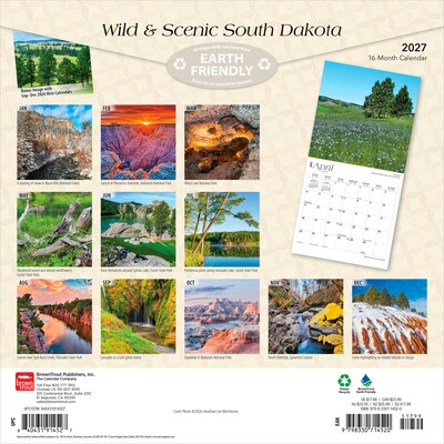 2027 BrownTrout South Dakota Wild & Scenic 12 x 12 Monthly Wall Calendar (9798330714520)