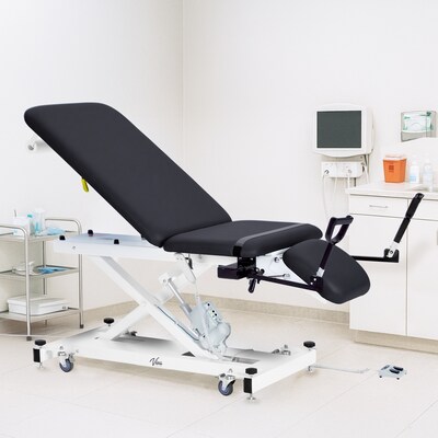 Viva Comfort XRO Electric Height and Back Adjustable Exam Table with Stirrups, 600 lbs Capacity, Black,(ADI903-22-BLK-MK)