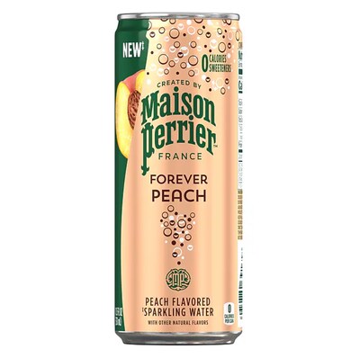 Perrier Flavored Peach Sparkling Mineral Water, 11.15 oz., 8 Cans/Pack (12350540)