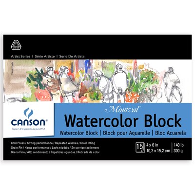 Canson Artist Series 4 x 6 Montval Watercolor Block, 15 Sheets/Pad, 3/Bundle (MCXC100511061-3)