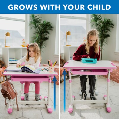 Mount-It! 26"W Kid's Desk with Chair, Pink (MI-10203)