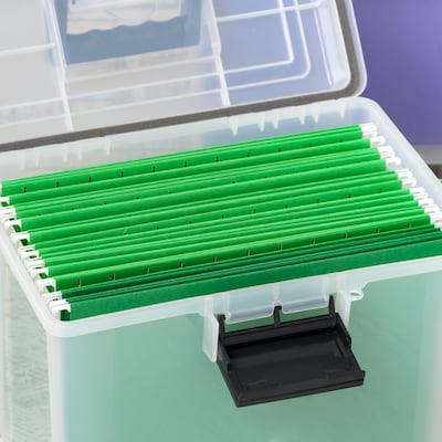 IRIS WeatherPro Portable File Box, Letter Size, Clear, 4/Carton (110351CT)