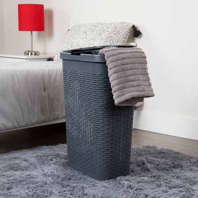 Mind Reader 10.57-Gallon Laundry Hamper with Lid, Plastic, Gray (40HAMP-GRY)