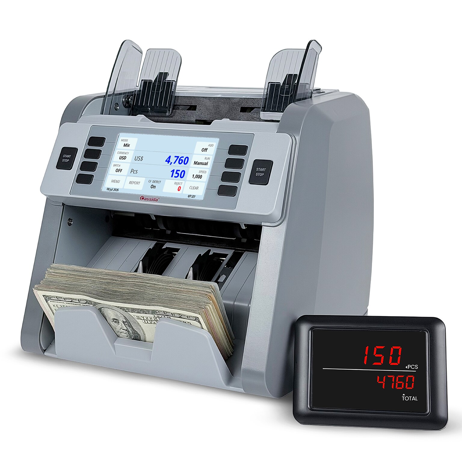 Cassida CRS8500 1-Pocket Business-Grade Mixed Bill Counter & Sorter, Gray (CRS8500)