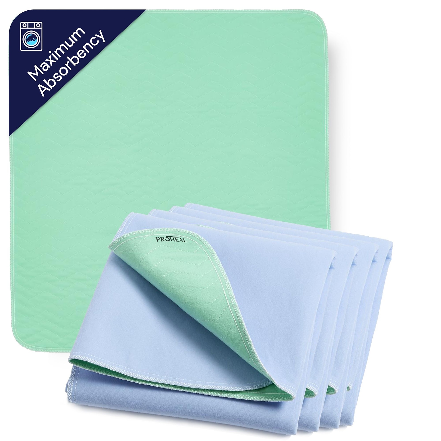 ProHeal Quick Dry Reusable Incontinence Underpads, Washable, Heavy Duty Absorbent, 34 x 36, 12/Pack (PH-16707C)