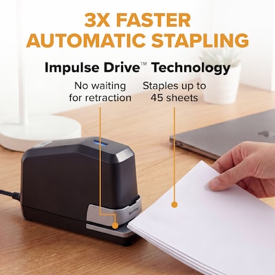 Bostitch Impulse Electric Desktop Stapler, 45-Sheet Capacity, Staples Included, Black (B8E-VALUE)
