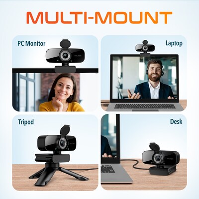 Delton 20X/C24 Wireless Noise Canceling Bluetooth Computer Headset and 1080p Webcam Bundle, USB-A, Black (DBTHEAD20XBNDL)