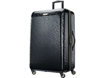 American Tourister Belle Voyage ABS Plastic 4-Wheel Spinner Luggage, Black (127052-1041)