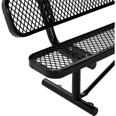 Global Industrial 8' Outdoor Steel Bench w/ Backrest, Expanded Metal, Black (277155BK)