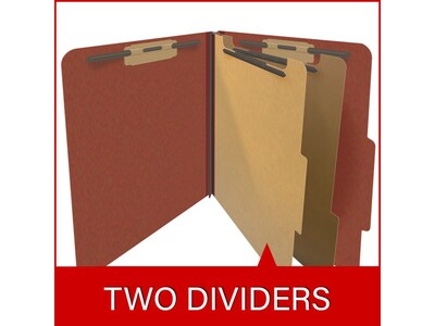 Medical Arts Press Pressboard Classification Folder, 2 Dividers, 2" Expansion, Letter Size, Red, 10/Box (DV-T42-26-3RED)