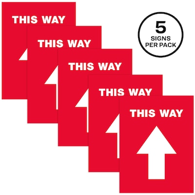 Avery Directional "This Way" Preprinted Floor Decals, 8" x 10.5", Red/White, 5/Pack (83091)
