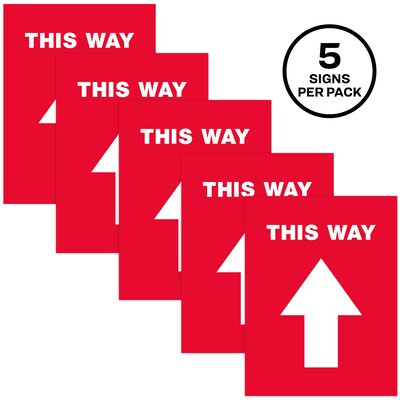 Avery Directional "This Way" Preprinted Floor Decals, 8" x 10.5", Red/White, 5/Pack (83091)