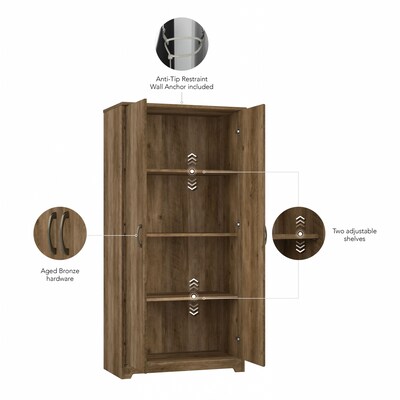Bush Furniture Cabot 61"H Storage Cabinet with 4 Shelves, Reclaimed Pine (WC31599)