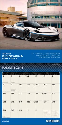2026 BrownTrout Supercars 12" x 12" Monthly Wall Calendar (9798330705733)