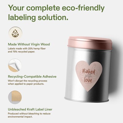 Avery Hemp Heart Laser/Inkjet Multipurpose Labels, 2-9/32" x 1-27/32", Off-White (480/Box)