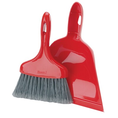 Libman Dust Pan with Whisk Broom, Polypropylene, 10 Pan, Red, 6/Carton (0906)