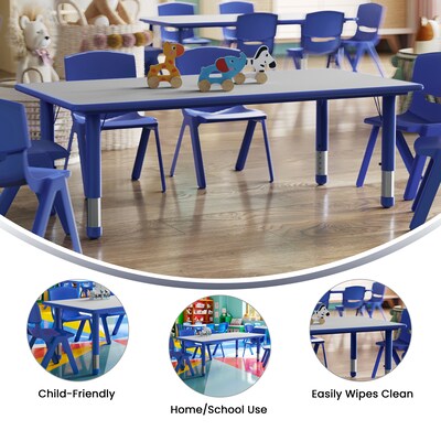 Flash Furniture Wren Rectangular Activity Table, 23.625" x 47.25", Height Adjustable, Blue/Gray (YU060RECTBLBL)