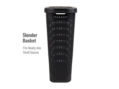 Mind Reader 10.57-Gallon Laundry Hamper with Lid, Plastic, Plastic, Black (40HAMP-BLK)