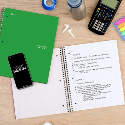 Five Star Wirebound Notebook, 1-Subject Notebook, 8.5" x 11", College Ruled, 100 Sheets, Green (72055)