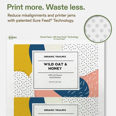 Avery Hemp Rectangle Laser/Inkjet Multipurpose Labels, 4-3/4" x 7-3/4", Off-White (16/Pack)