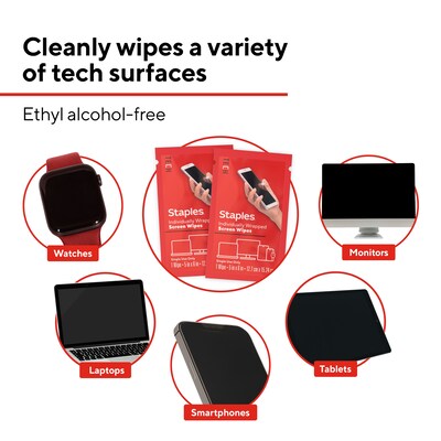 Staples TECH Individually Wrapped Screen Wipes, 24/Pack (ST63057)