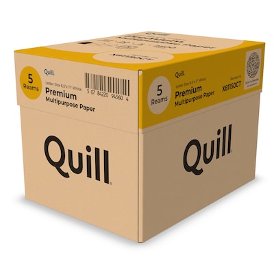 Quill Brand® 8.5 x 11 Premium Multipurpose Paper, 20 lbs., 97 Brightness, 5 Reams/CT (X81150CT)