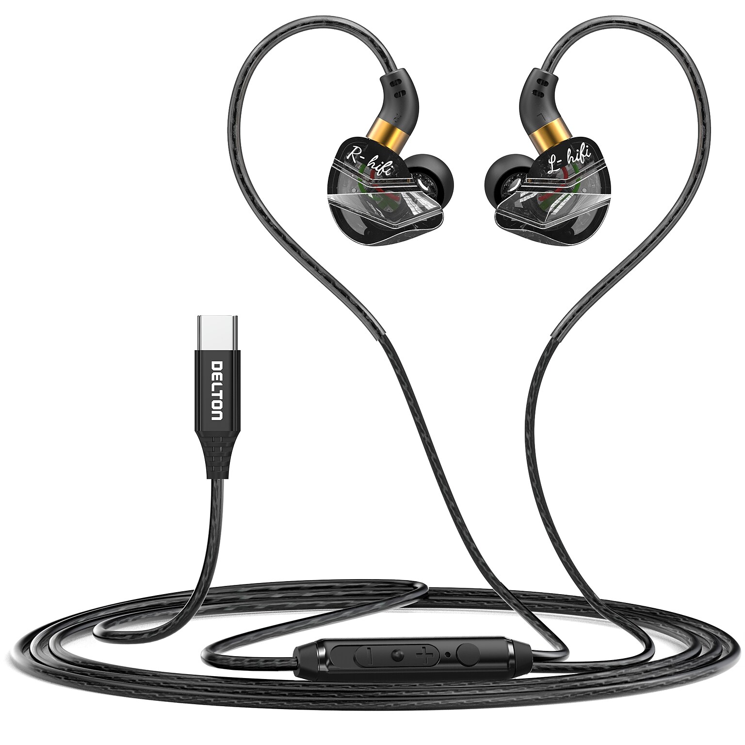 Delton 31EC Ergonomic In-Ear USB-C Computer Earbuds, Black (DWH31ECBK)