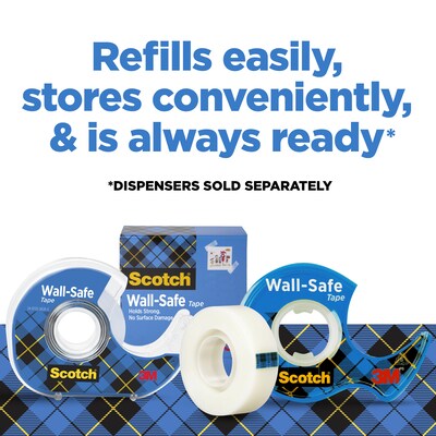 Scotch Wall-safe Invisible Clear Tape, 0.75" x 36 yds., 1" Core (811-341296)
