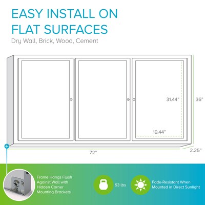 Ghent 3' H x 6' W Enclosed Recycled Rubber Bulletin Board with Satin Frame, 3 Door, Confetti (PA33672TR-CF)