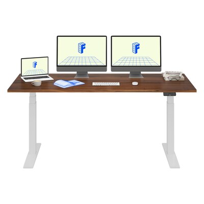 FlexiSpot E7 Commercial 72''W Electric Rectangular Adjustable Standing Desk, Black Walnut/White (E7WCOM7230-BW)