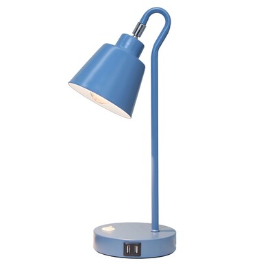 Simple Designs Sleek Essentials LED Desk Lamp, 16, with USB Ports, Blue (LD1073-BLU)