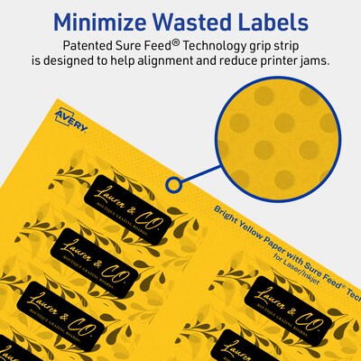 Avery Laser/Inkjet Rectangle Multipurpose Labels, 1" x 3", Bright Yellow, 1280/Box (94224)