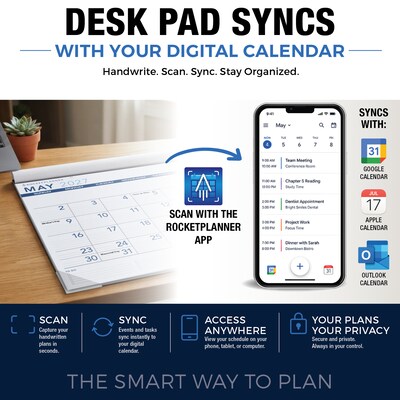 2027 Rocketbook Rocketplanner 17 x 0.5 Monthly Desk Calendar (RKDP-CY27-22-BK)