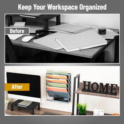 Mind Reader 5-Compartment Mountable Plastic Vertical File Storage, Gray  (WALLANCH-GRY)