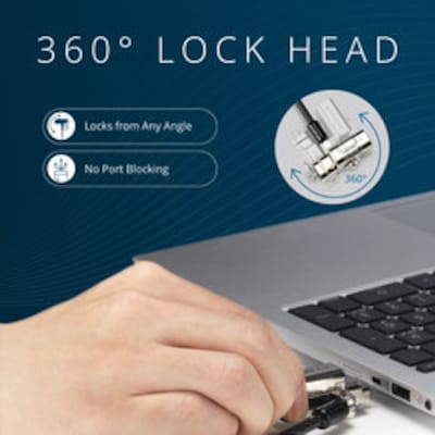 Kensington Universal 3-in-1 2.0 Standard Keyed Laptop Lock, 6ft. (K63389WW)
