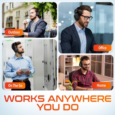 Delton M201 Wireless Active Noise Cancelling Bluetooth Stereo Business Computer Headset, Black (DBHM201D)