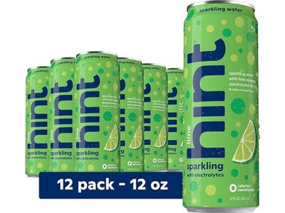 Hint Lime Sparkling Water with Electrolytes, 12 fl. oz., 12 Cans/Carton (HINT-LIMECAN-E)