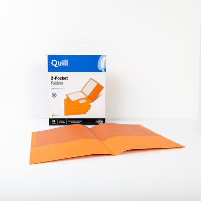 Quill Brand® 2-Pocket Folders, Orange, 25/Box (712580)