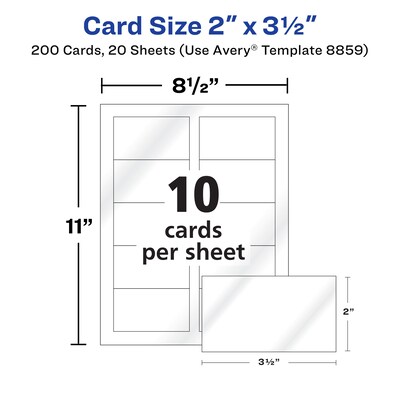 Avery Clean Edge Business Cards, 2" x 3 1/2", Glossy White, 200/Pack (8859)