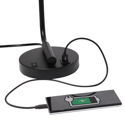 Creekwood Home Vintage Vantage 18.8" Minimalist Industrial Curved Arm Desk Lamp, Black (CWD-1016-BK)